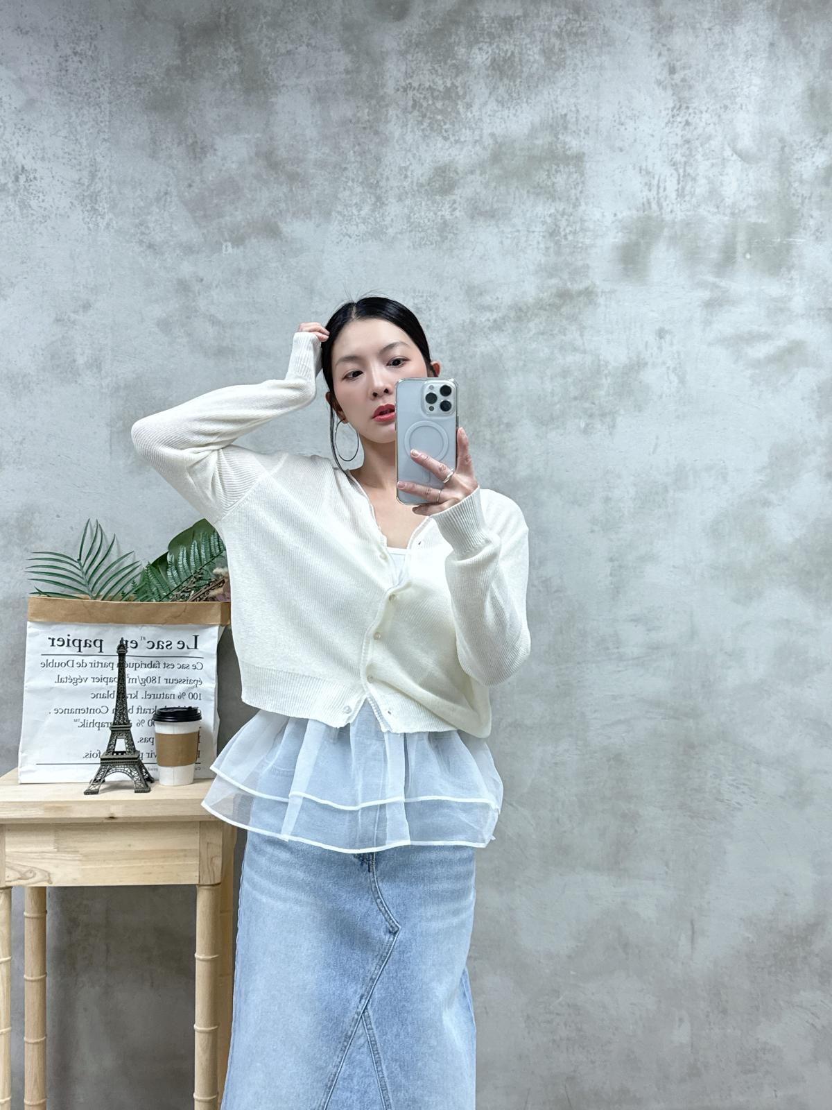 D19 半透紗邊線外套