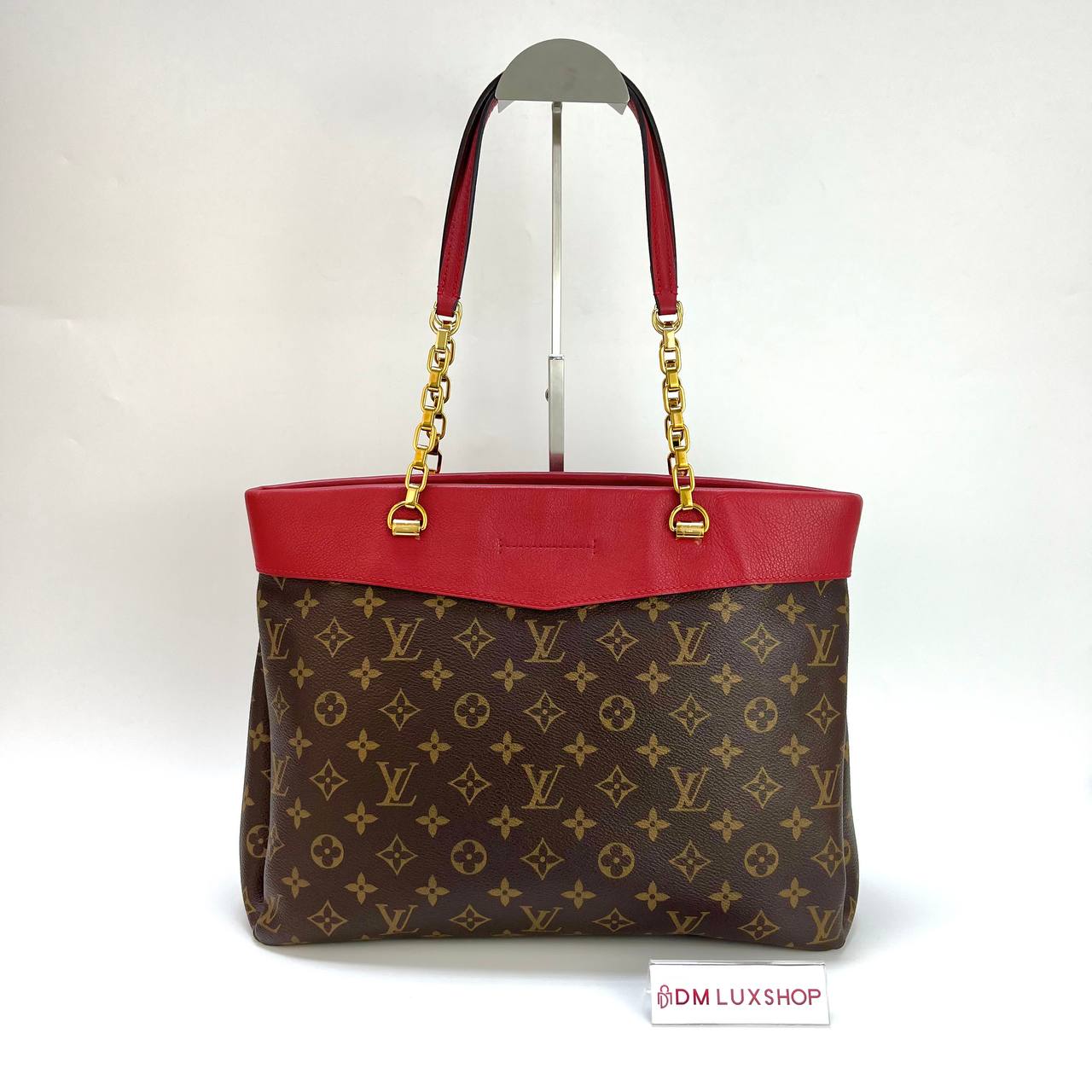 LV Red Monogram Pallas Tote GHW