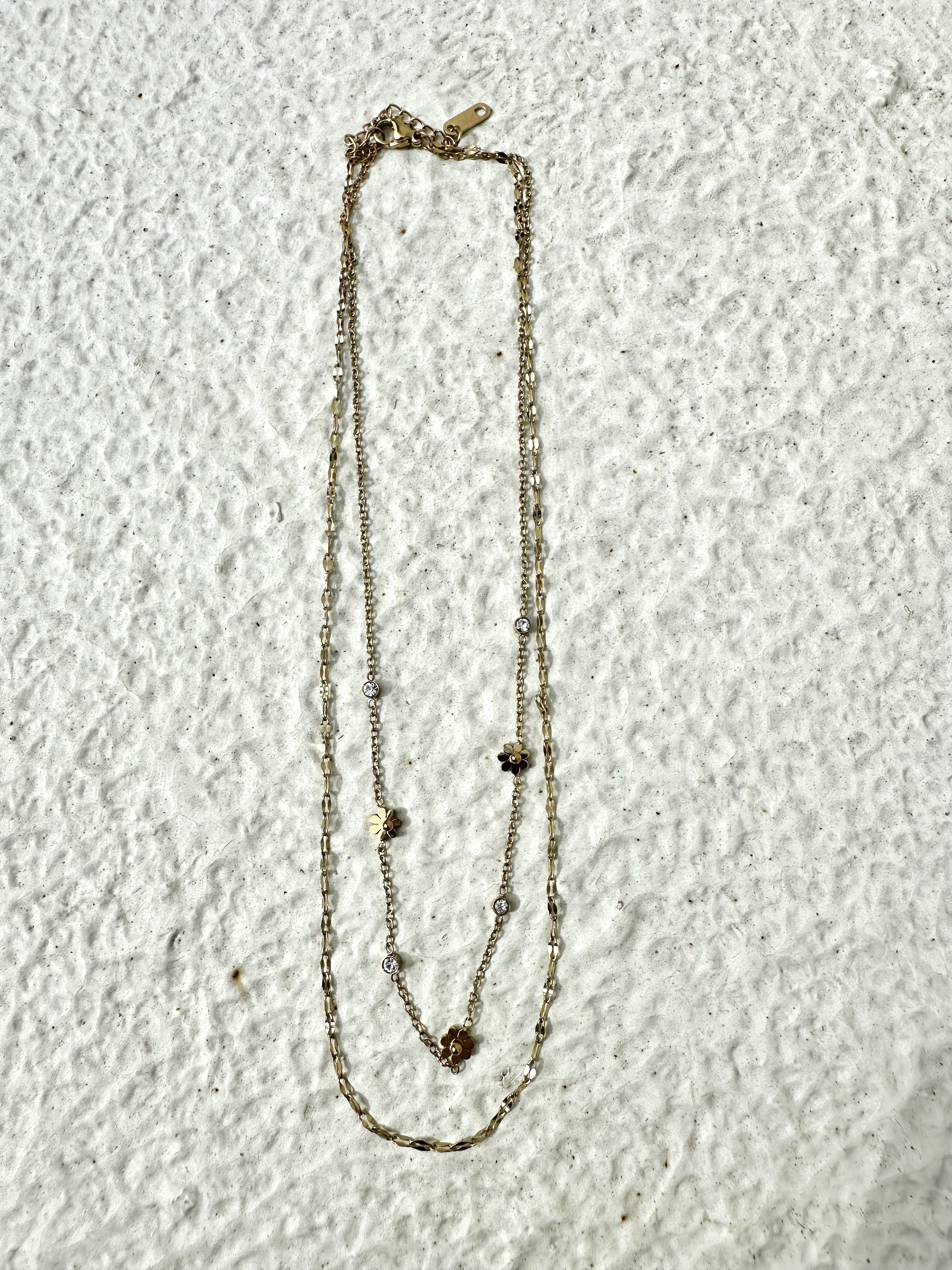 Gold flower stainless necklace