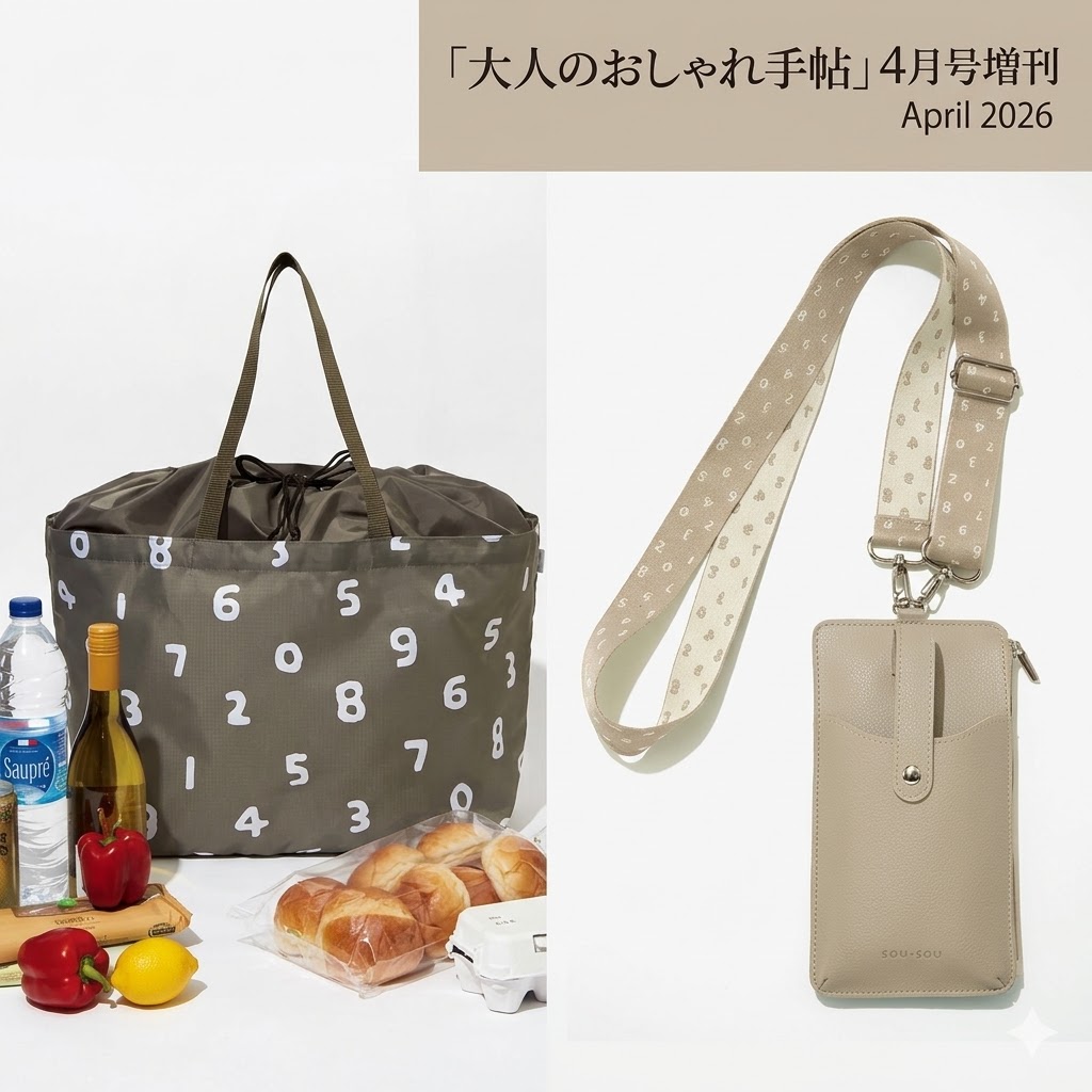 (預購) SOU・SOU 2026 x 大人のおしゃれ手帖：特大購物袋 / 皮革感手機隨身包 (日本直送)