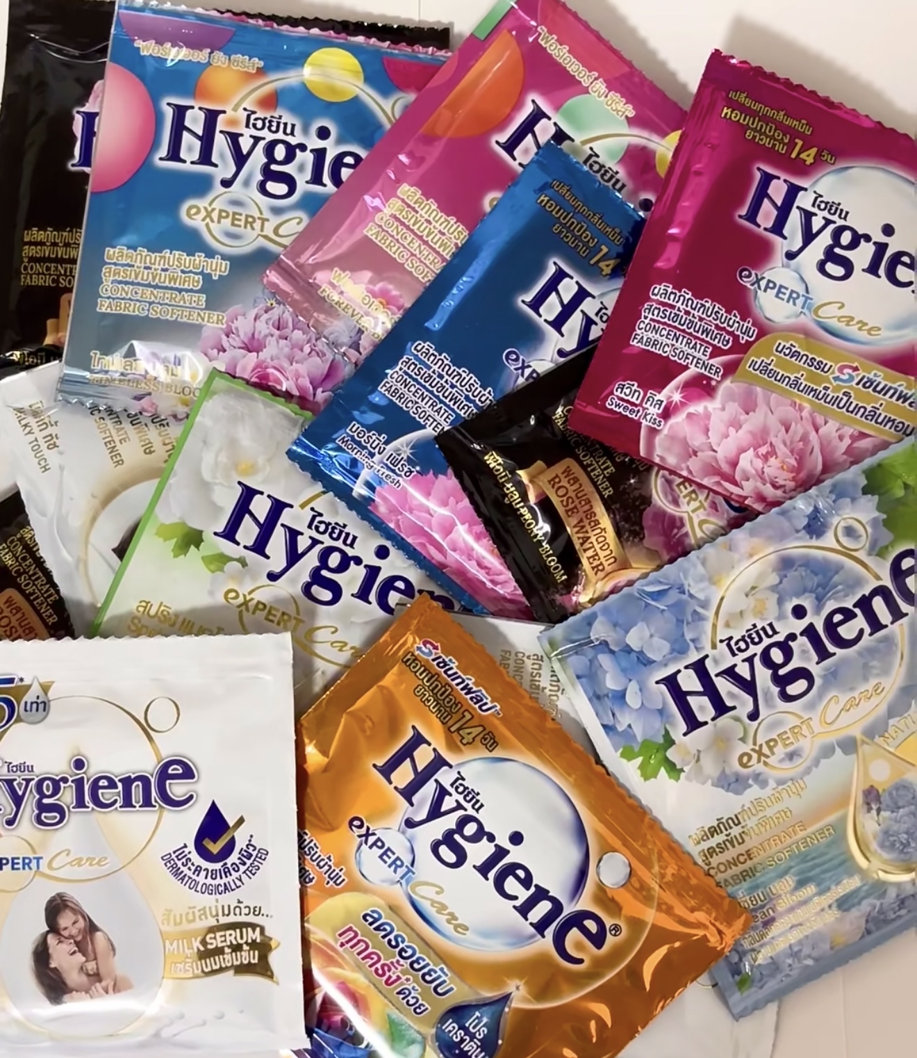 泰國Hygiene柔順劑 衣物護理液柔軟防靜電持久留香20mlx12包一套