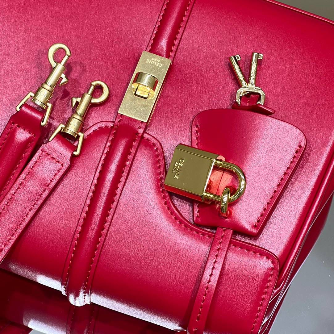 🔥大货实拍图 𝗖𝗘𝗟𝗜𝗡𝗘 ♥️ 𝟭𝟲迷你手袋 型号：197983 尺寸：17.5*14*7cm 𝑪𝒆𝒍𝒊𝒏𝒆经典百搭的16系列～爱了爱了😘缎面牛皮搭配金色扣子和锁头，高级感复古感十足～斜挎手提都很有态度！