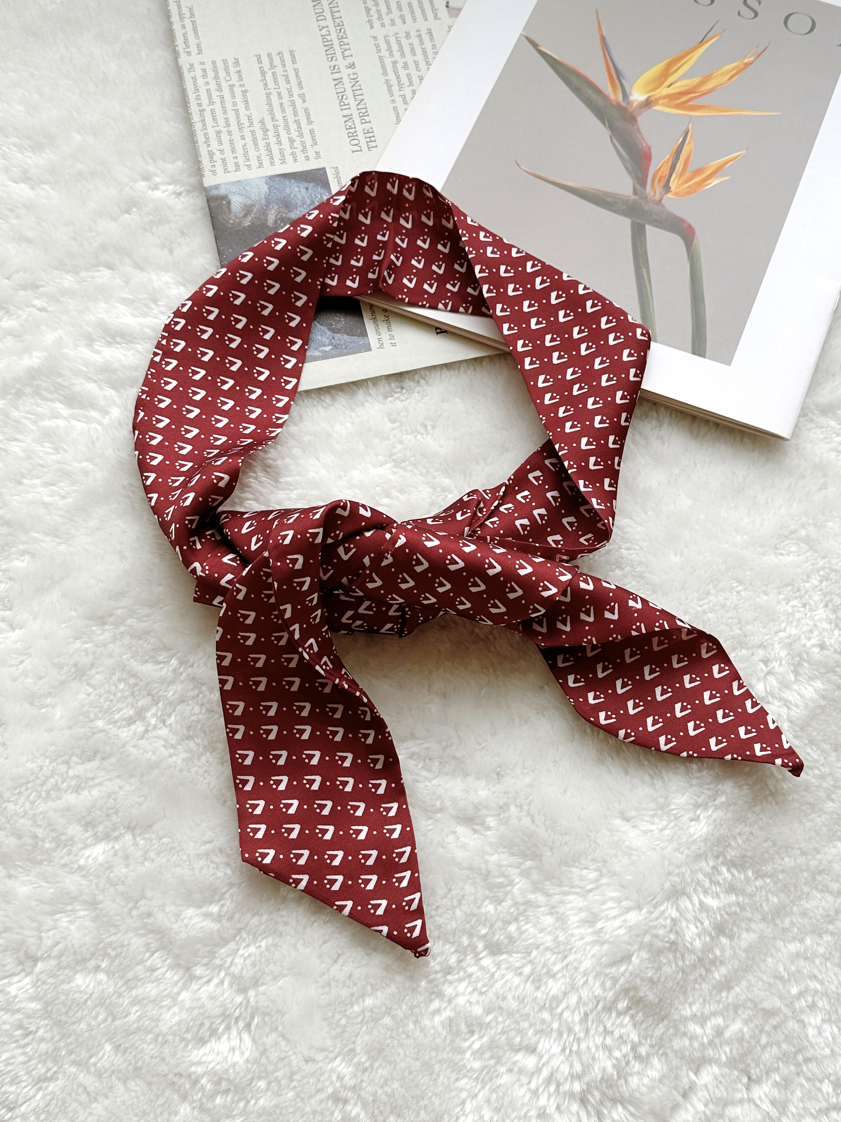 Vintage Red Silk Scarf