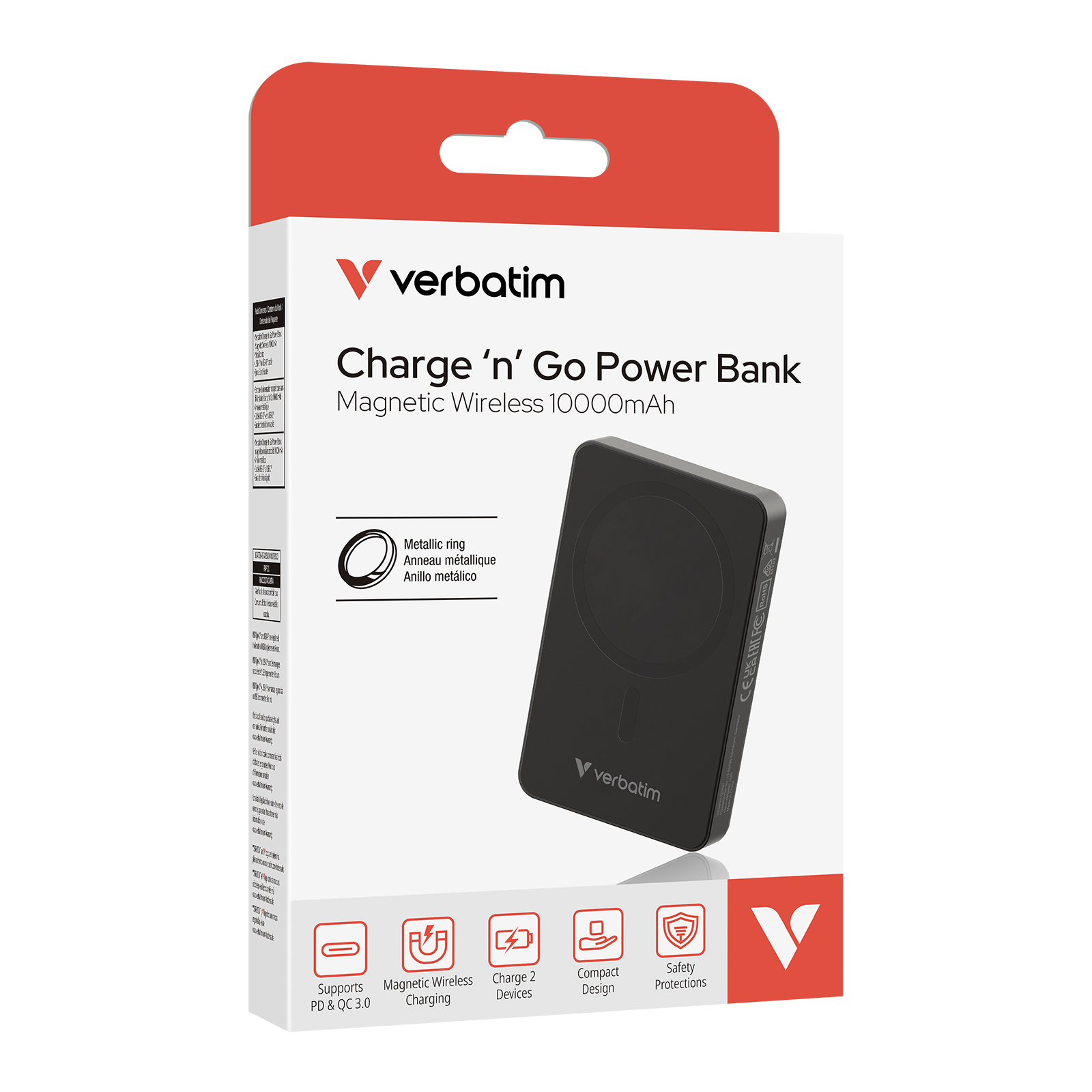[藍色｜32145] / [Black｜32227] CCC QR Code | 3C可追溯二維碼 香港行貨丨2年保養 Verbatim Charge 'n' Go 10000mAh Magnetic Wireless Power Bank｜WPB10｜Verbatim Charge 'n' Go 10000mAh 磁吸無線流動充電池｜WPB10