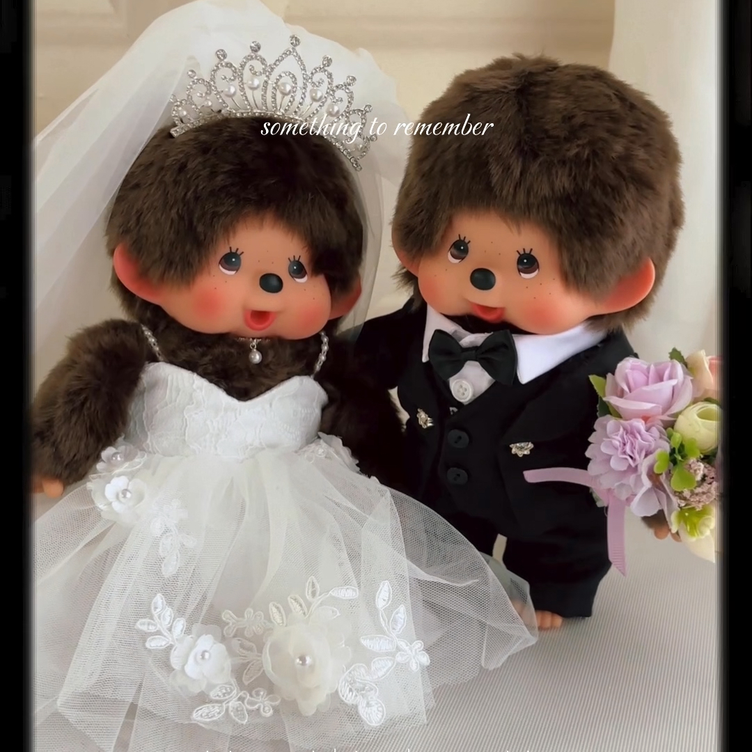 (非現貨)monchhichi 結婚公仔Spaghetti Strap Sweetheart Wedding Dress