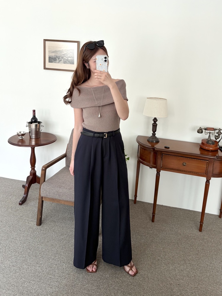 Linen Off Shoulder Top (Mocha)