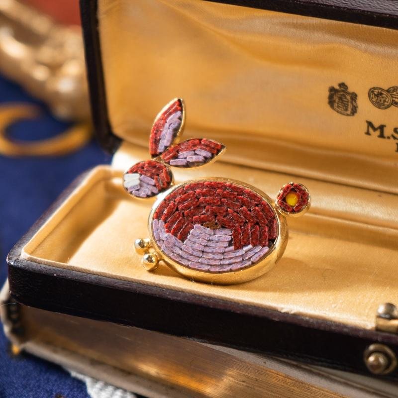 Vintage C.a. 1950-60s Mosaic Pink Rabbit Brooch - New Old Stock (HD058)