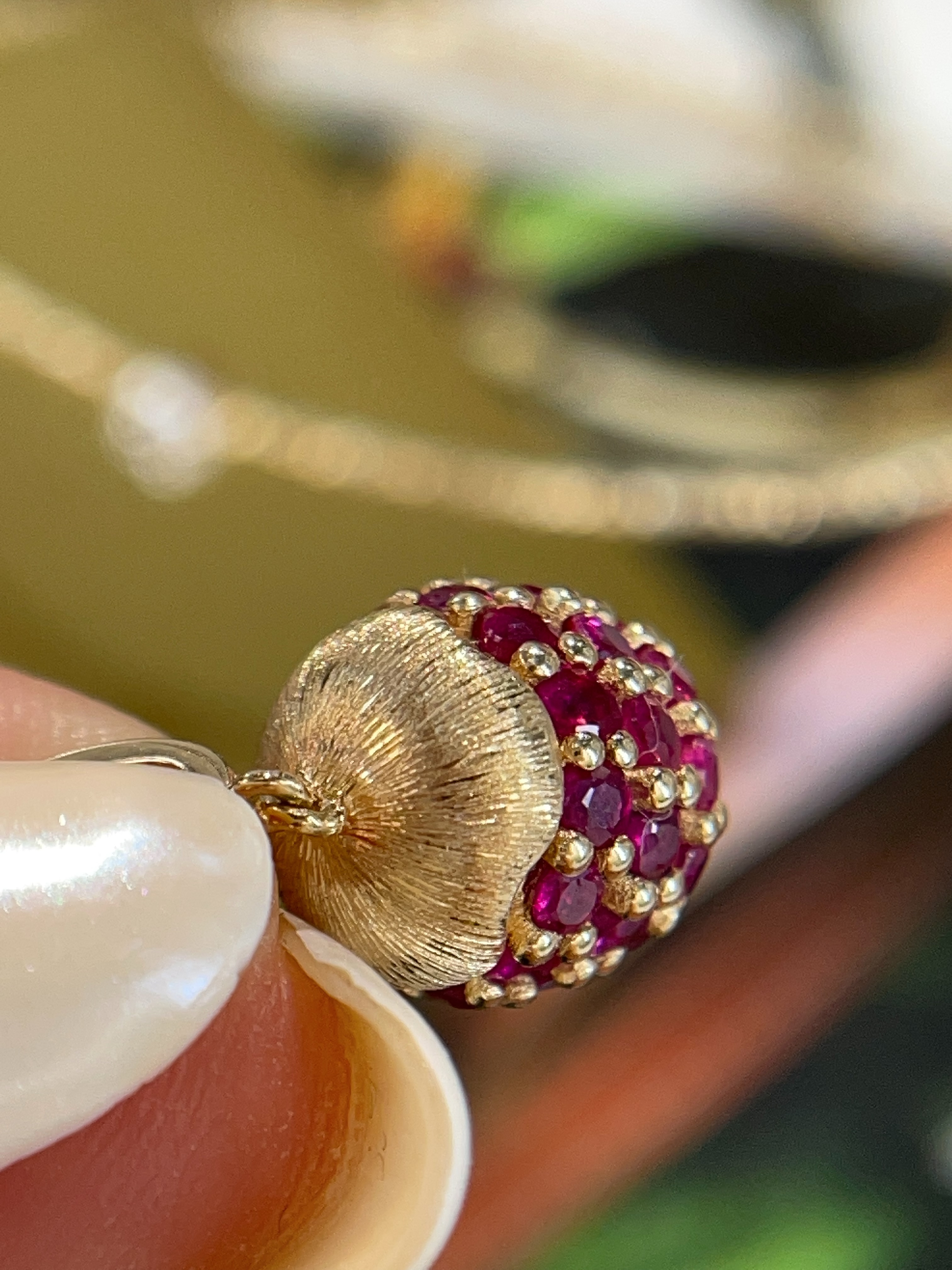 18K Gold Ruby Pinecone Multi-Way Pendant N031808 