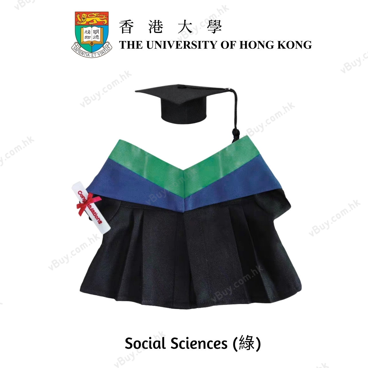 vBuy 訂製香港大學公仔畢業袍  HKU公仔畢業袍 港大公仔畢業袍可綉字綉名獨一無二 （不連公仔）