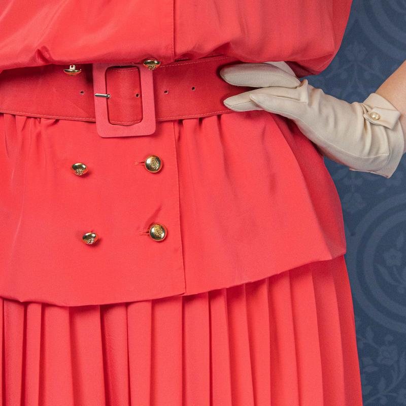 Vintage C.a. 1980s Hana Sung Made in Korea Faux Twin Set Dress with Original belt - US size 14 (MU104-28)