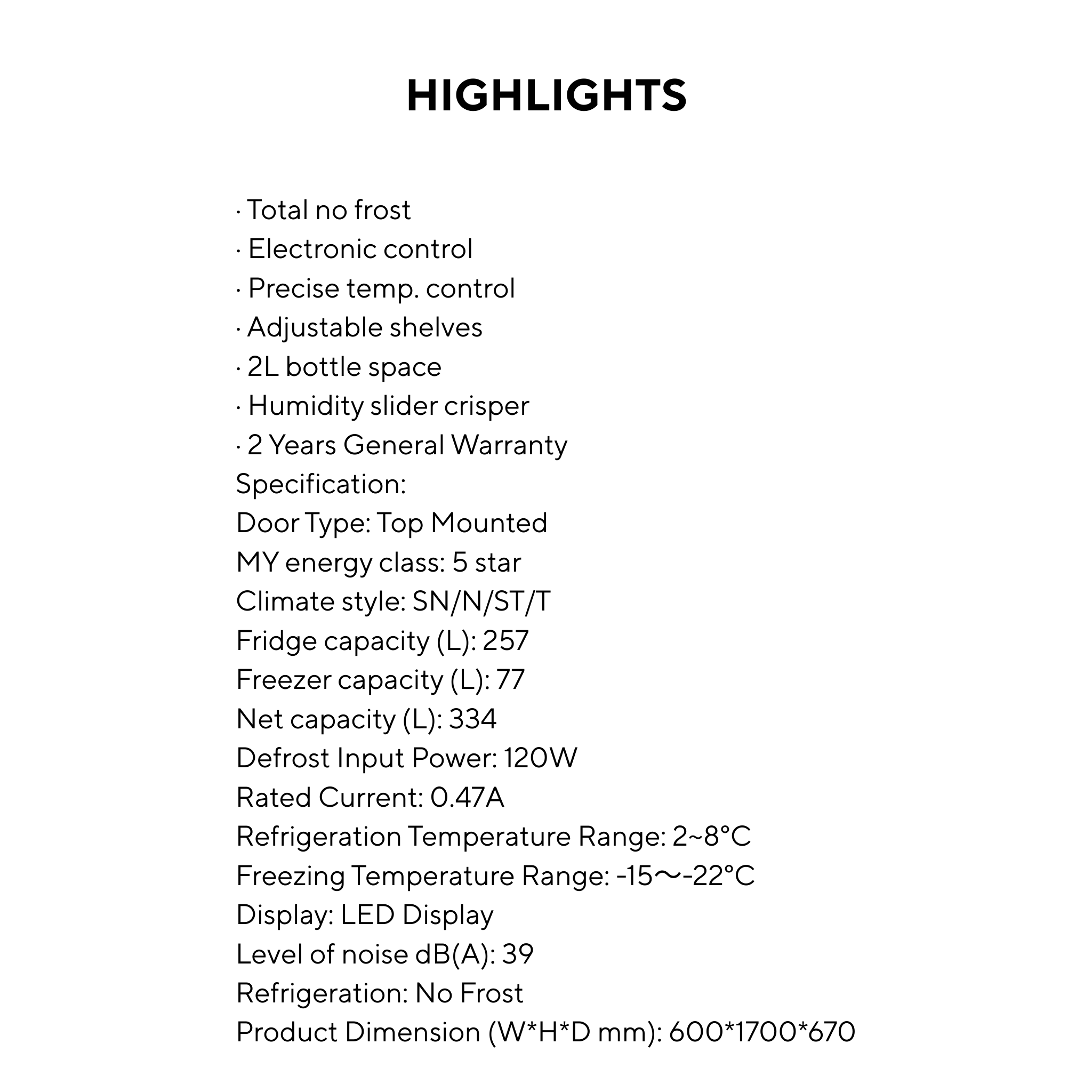 TCL 334L Top Mount Refrigerator (TR-NT460ASP)