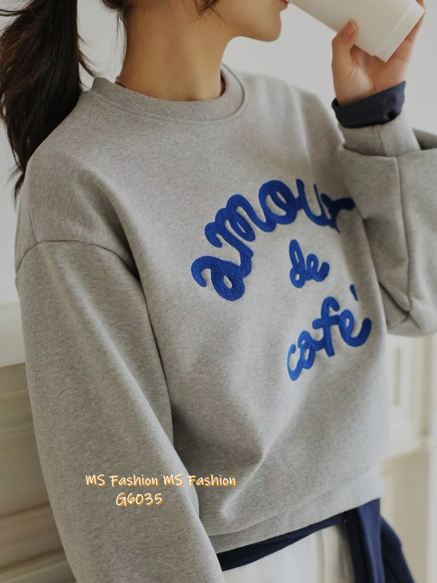 G6035 韓國🇰🇷刺繡字母衛衣