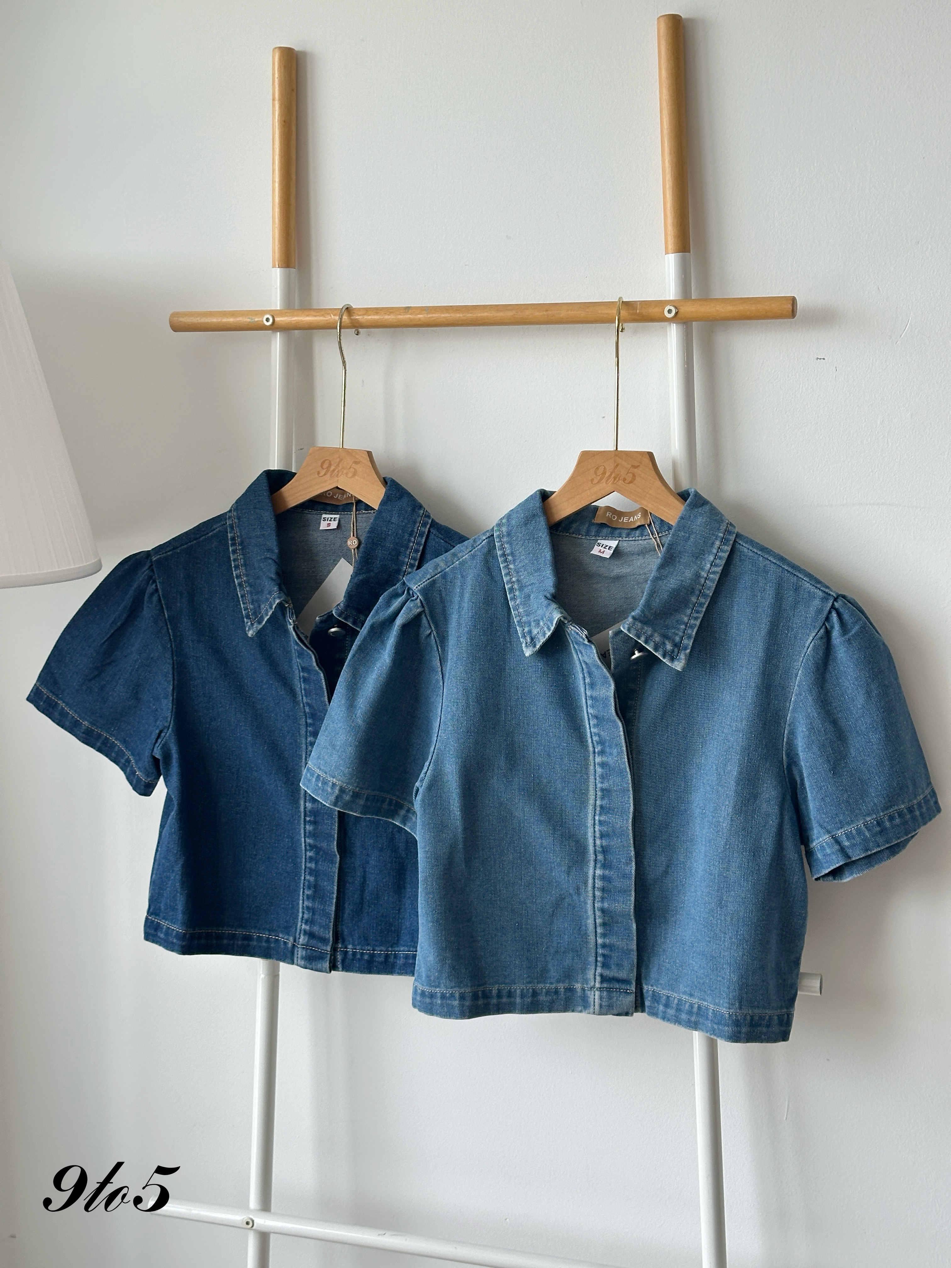 T4177 Puff Sleeve Denim Top - 3 Colors 