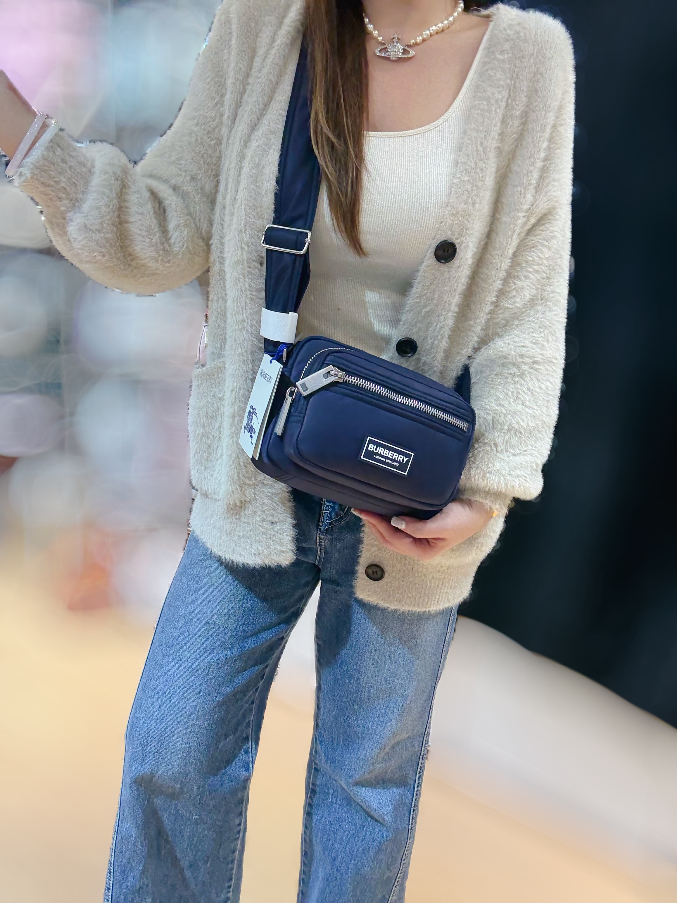 Burberry nylon crossbody navy