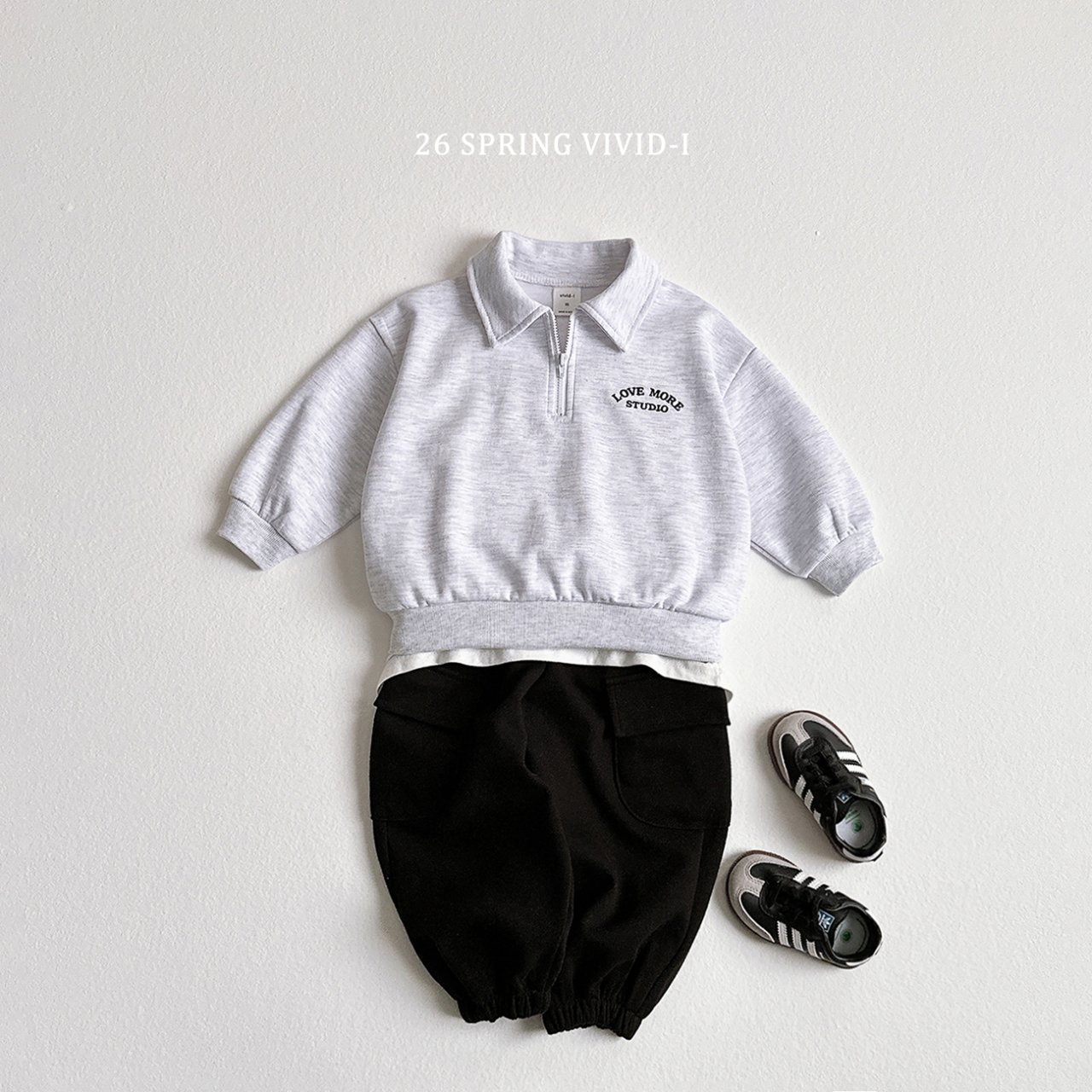 🌸預訂 韓國直送🌸🇰🇷VIVIDI四色字母刺繡半拉鍊翻領上下套裝