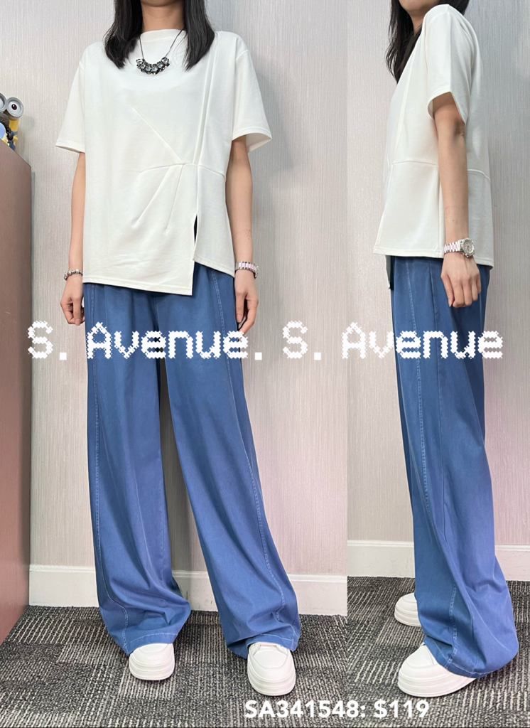 SA341548: 短袖淨色有撍有骨不規則腳tee