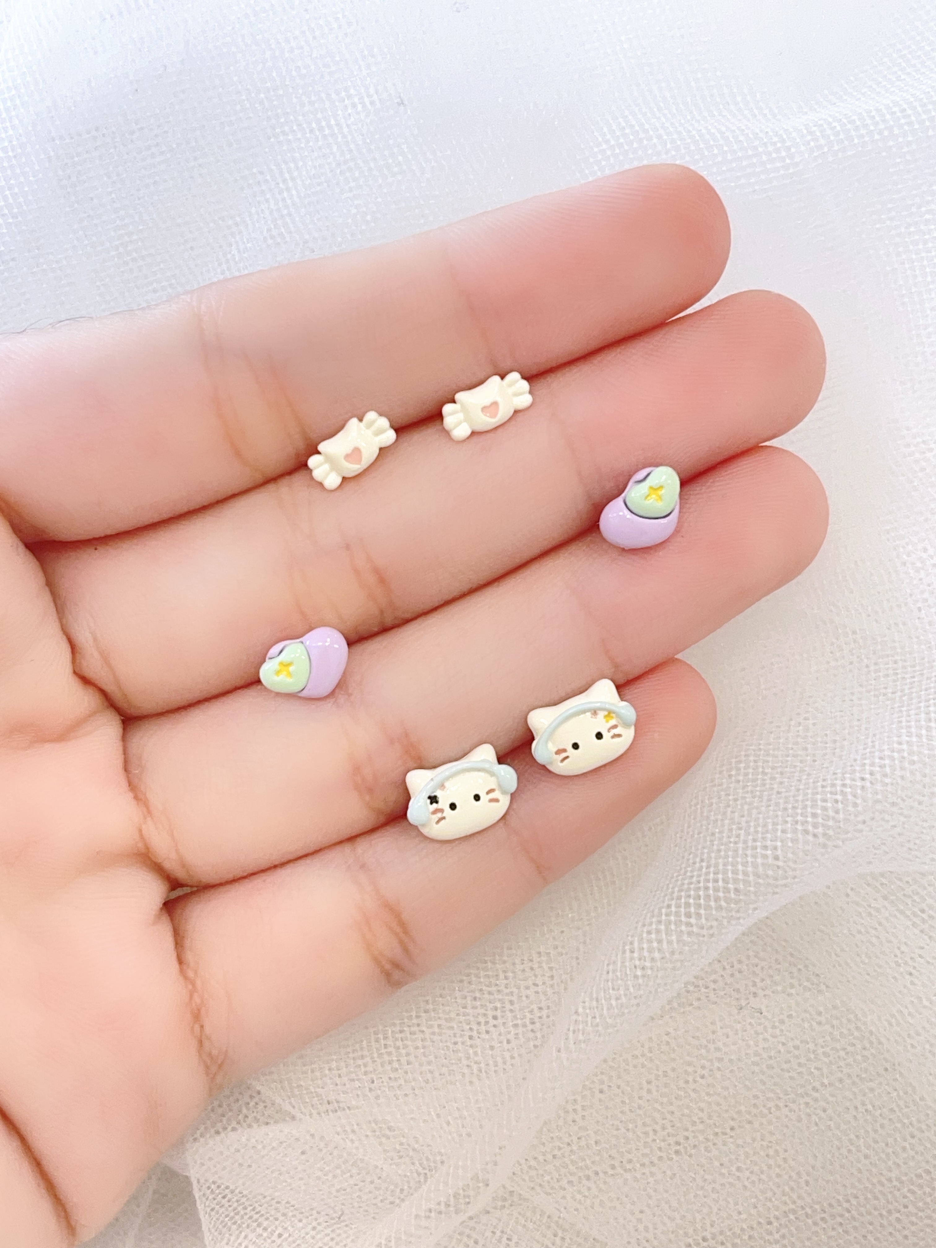 ins风Kitty猫耳环套装