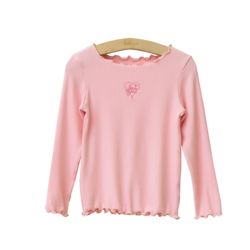 圓領刺繡愛心木耳邊打底衫