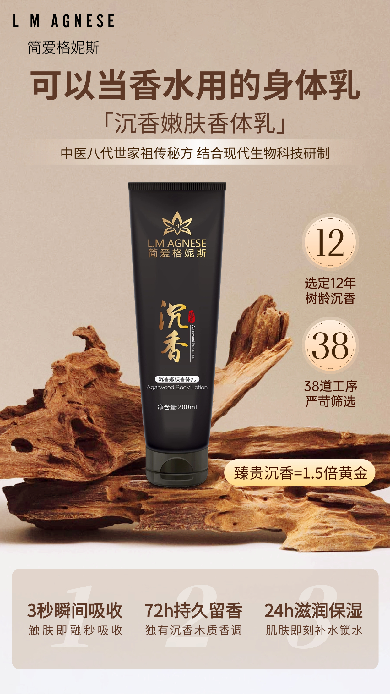 沉香嫩肤香体乳 Agarwood Body Lotion 200mL