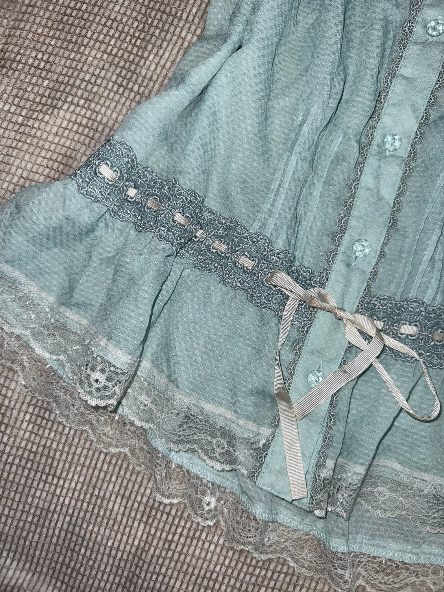 Axes Femme Lace-Up Blouse with Ruffles