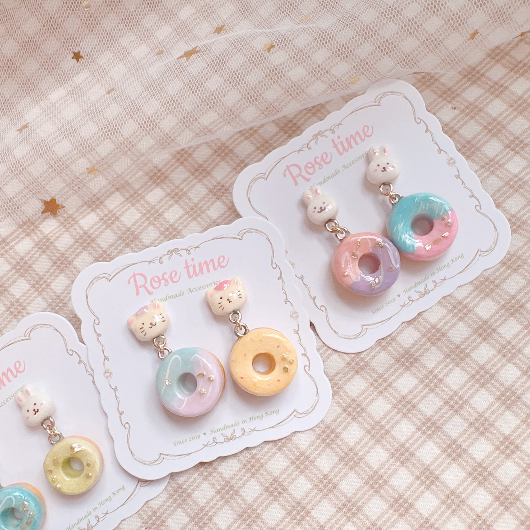 手繪貓兔金冬甩🍩 淺粉色系列