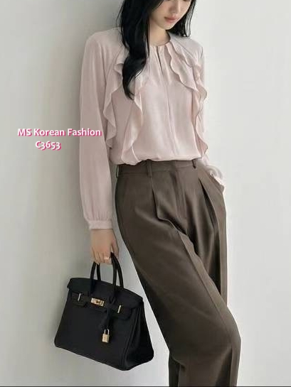 C3653 韓國🇰🇷靚色ruffle top