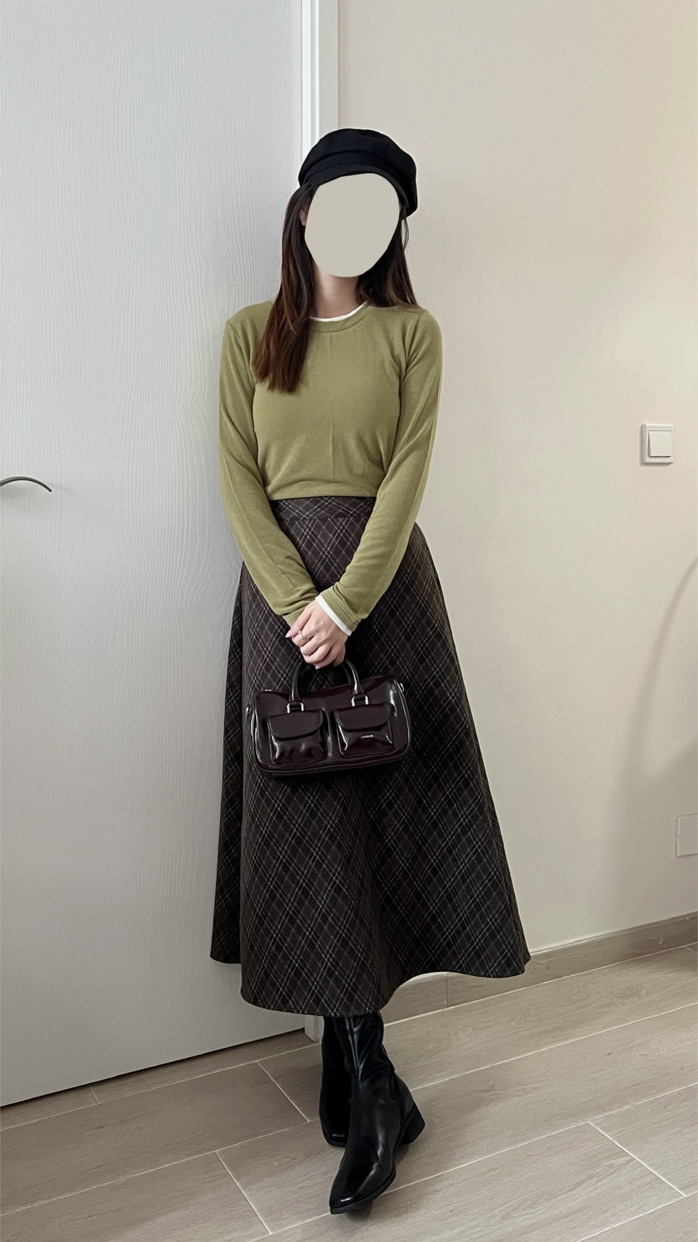 高質秋冬菱形格紋長裙 現貨