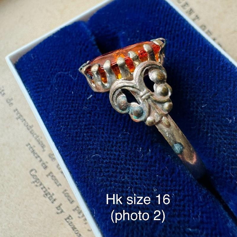 New Old Stock - Post-War C.a. 1950s Handcraft / Made in Czechoslovakia Vintage Glass Brass Alloy Ring - Various Size (B094)