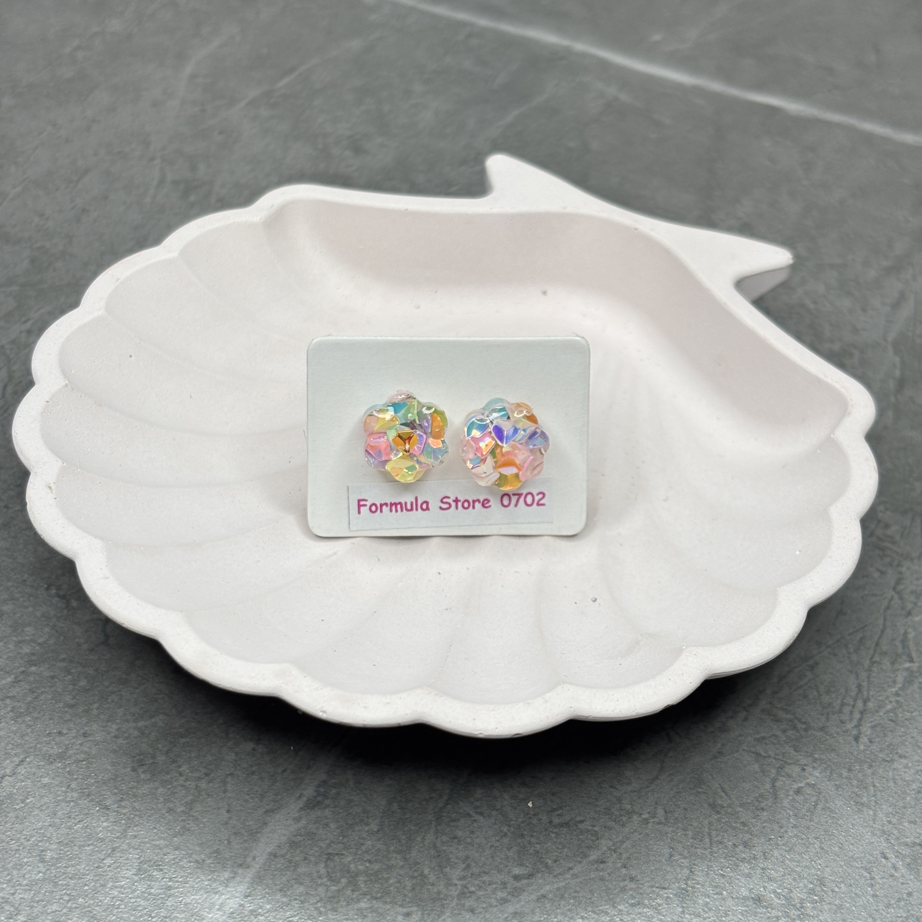 貓咪造型耳環－花花款－閃亮花朵圖案