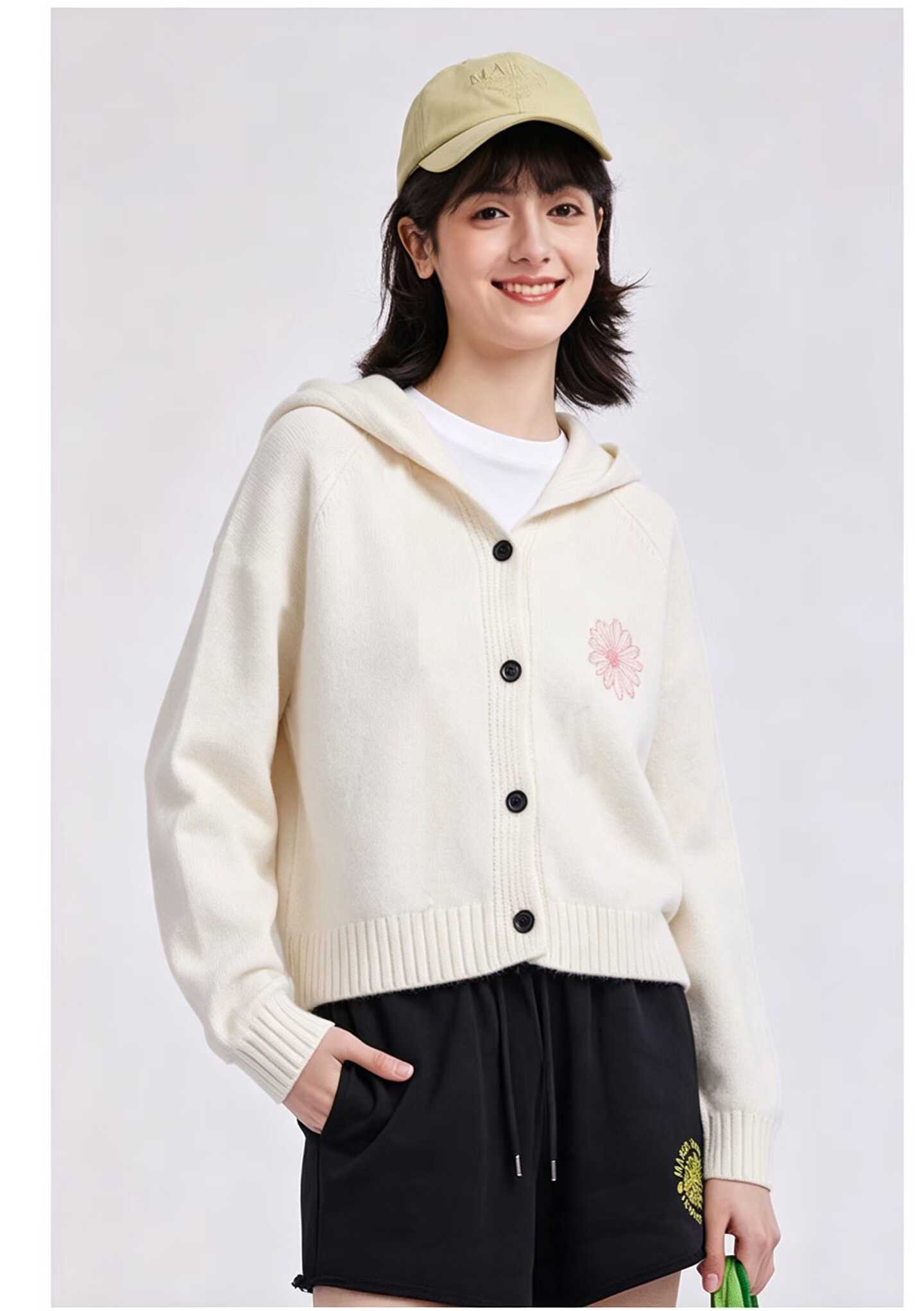 預訂 Mardi刺繡毛衣連帽開襟外套 [貨號26A1601]