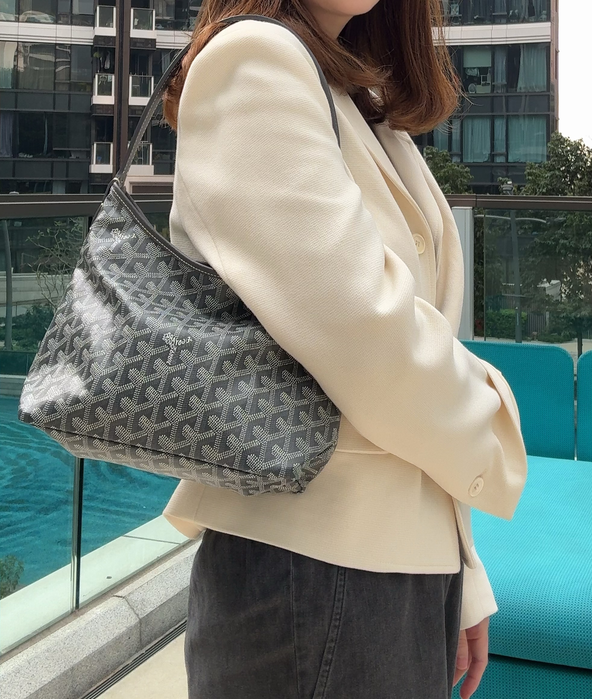 99% New Goyard Mini Hobo Bag-Grey