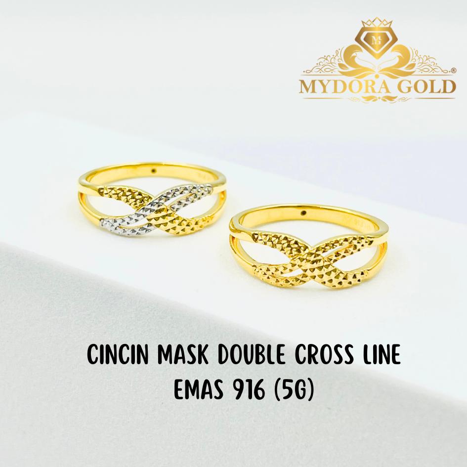 MYDORA Cincin Mask Double Cross Line (5G) l EMAS 916/22K