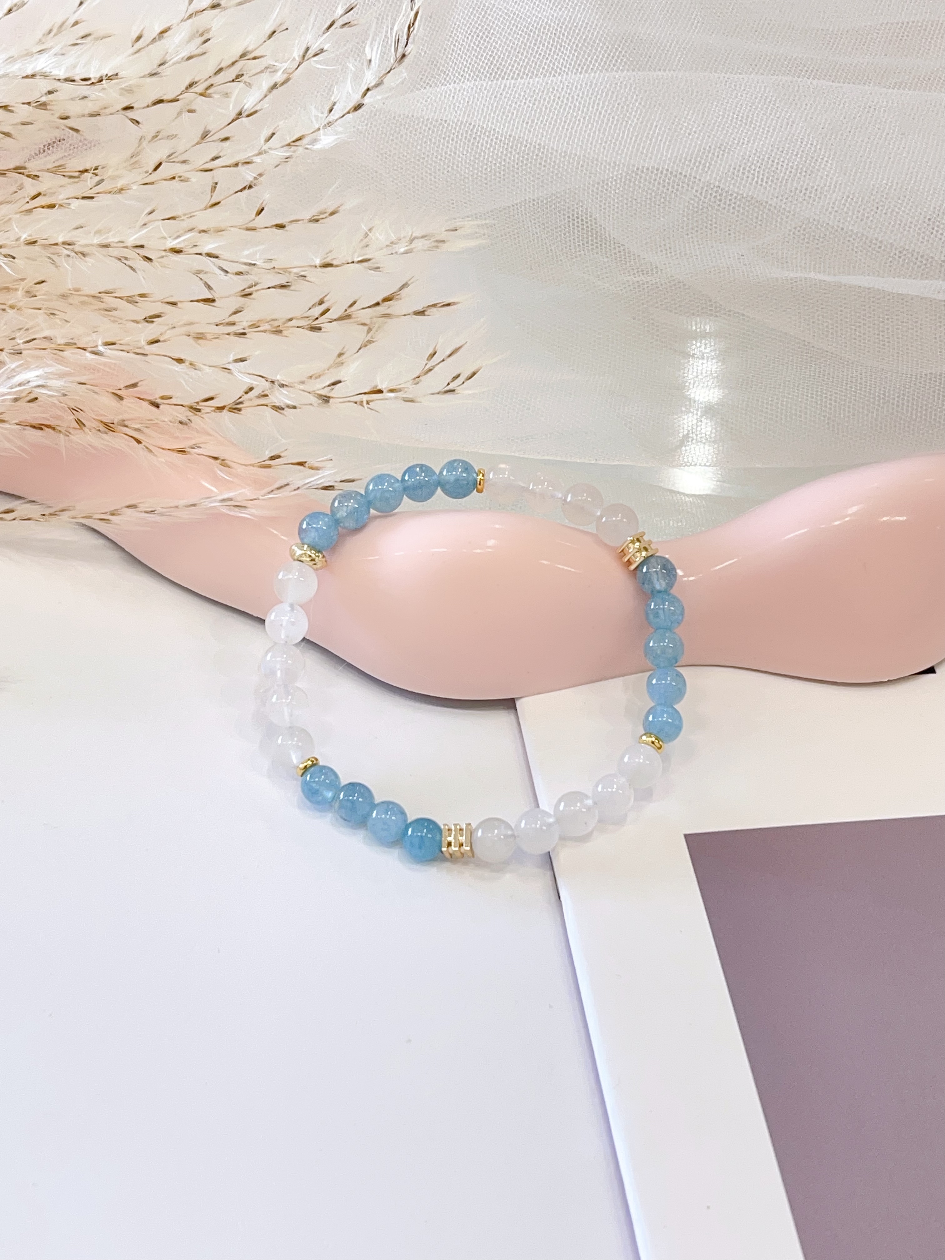 🌊🌙 海蓝宝 × 白月光手串 Aquamarine & Moonstone