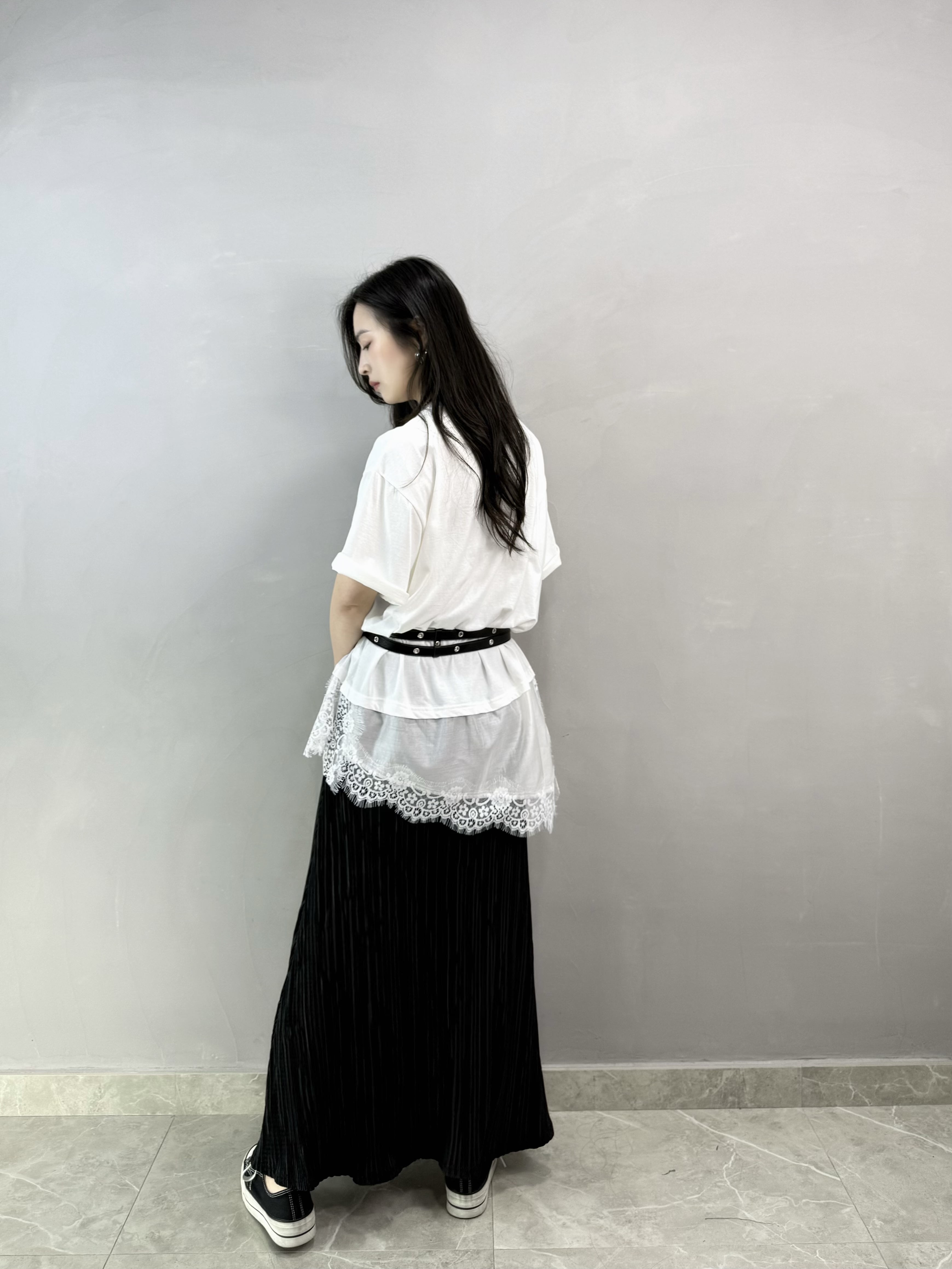 L86 拼Lace開叉Tee