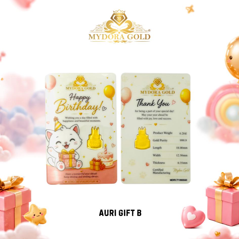 MYDORA 999.9 Gold Bar 0.2g 3D Birthday Series