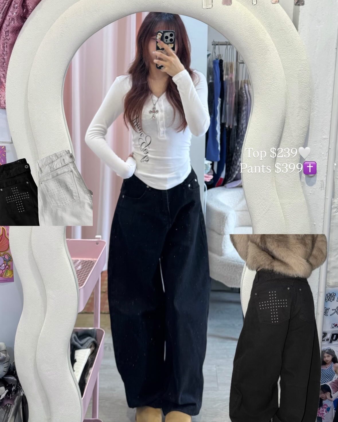 韓國padpad單邊十字架彎刀褲