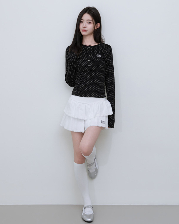 MuahMuah ROUND DOT HENLEY NECK CROP LONG SLEEVE