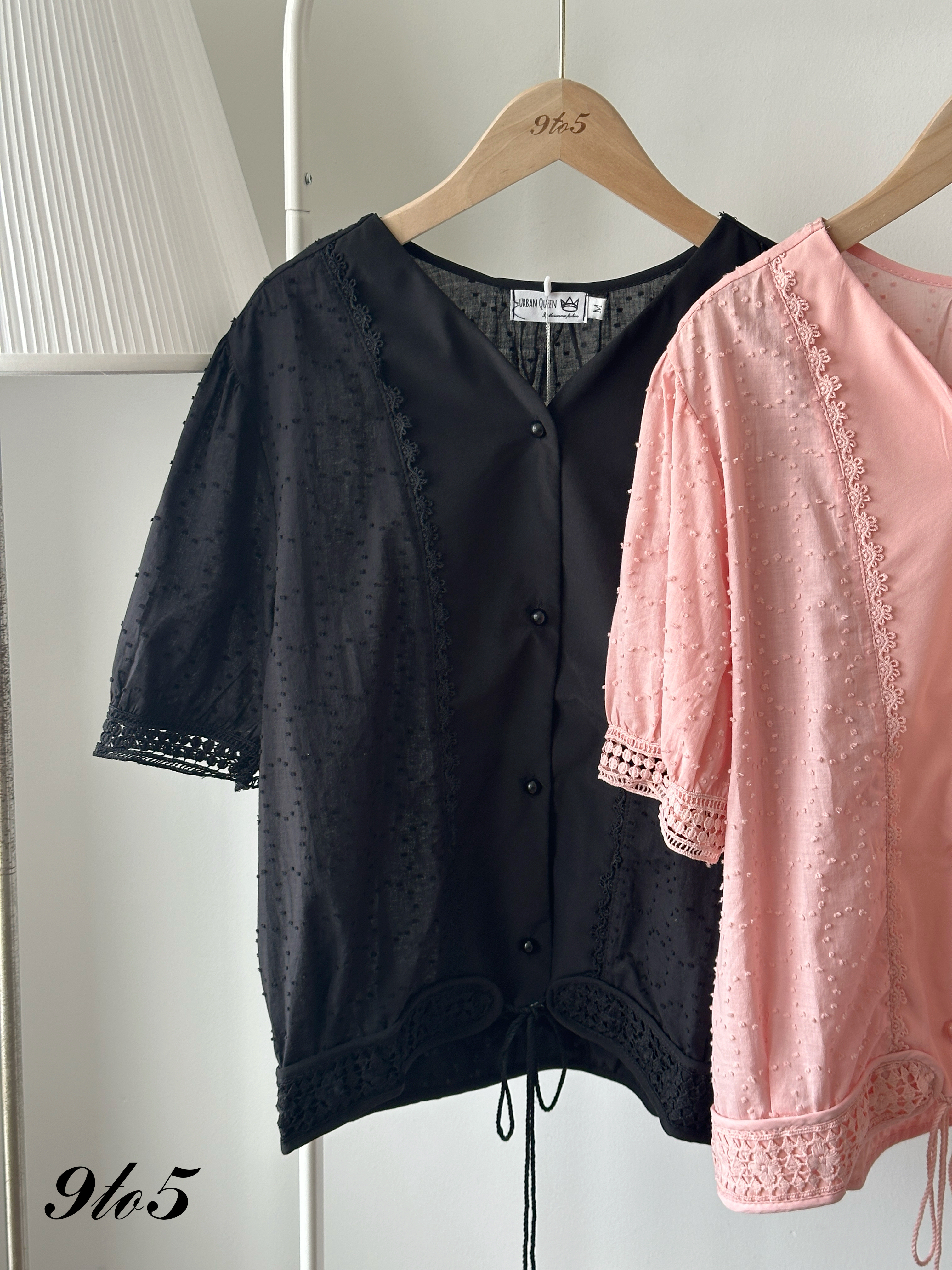 T4317 Puff Sleeve Floral Lace Top - 3 Colors 
