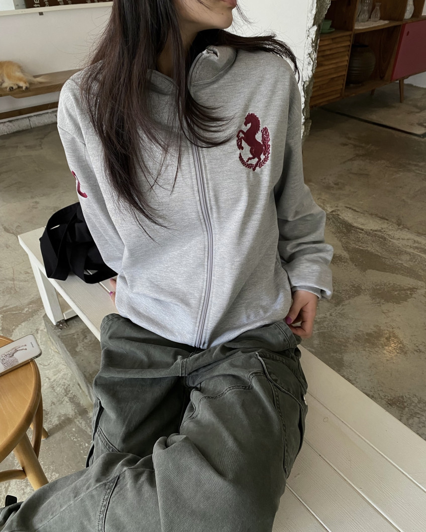 Graphic High-Neck Zip-Up