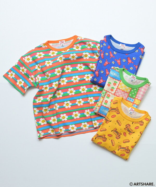 🇯🇵預訂 日本直送🇯🇵Markey’s x Wiggle Wiggle四色圖案滿印華夫格短袖T恤