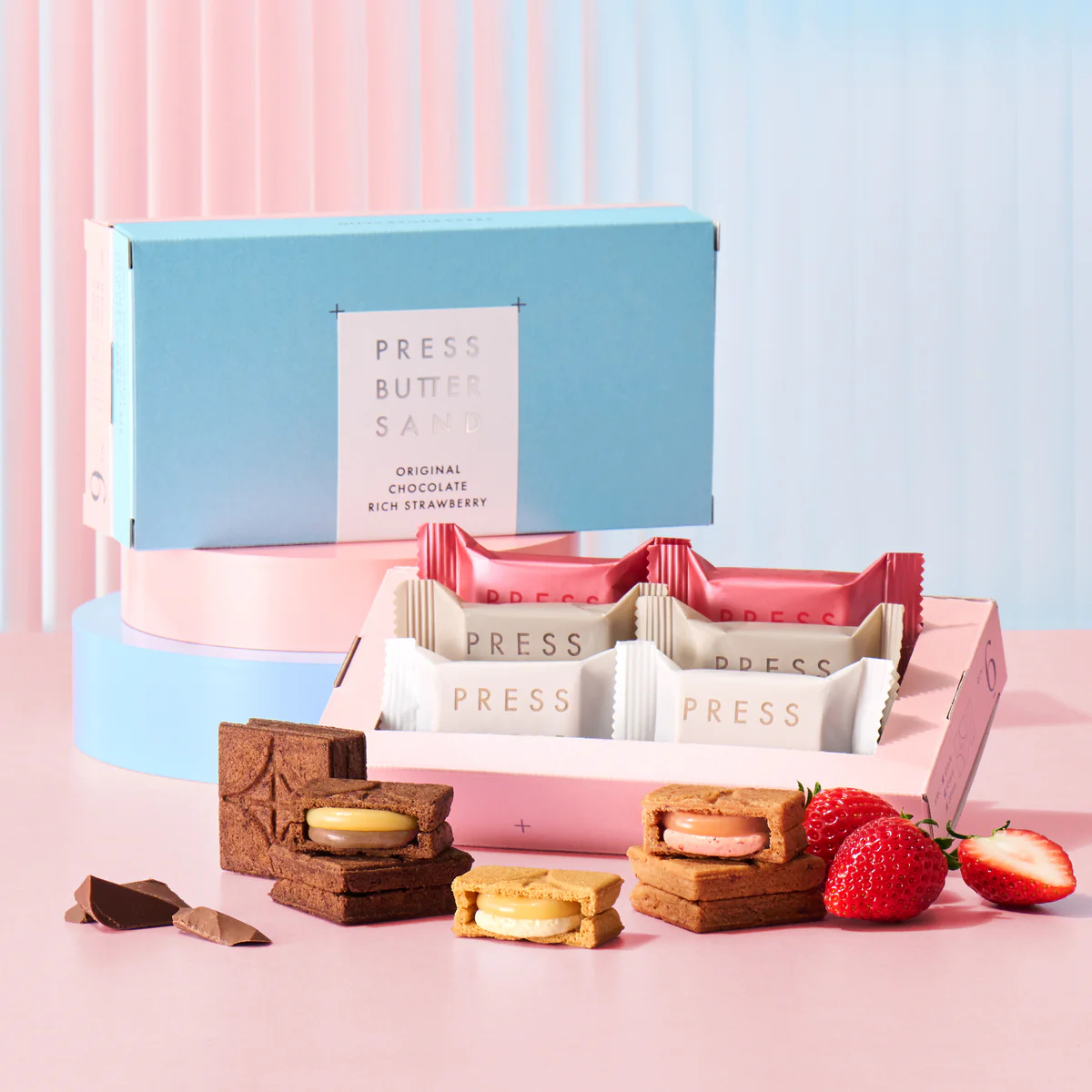三月連線  （此為比較快到期的食品） Press Butter Sand 春天限定款 草莓三拼