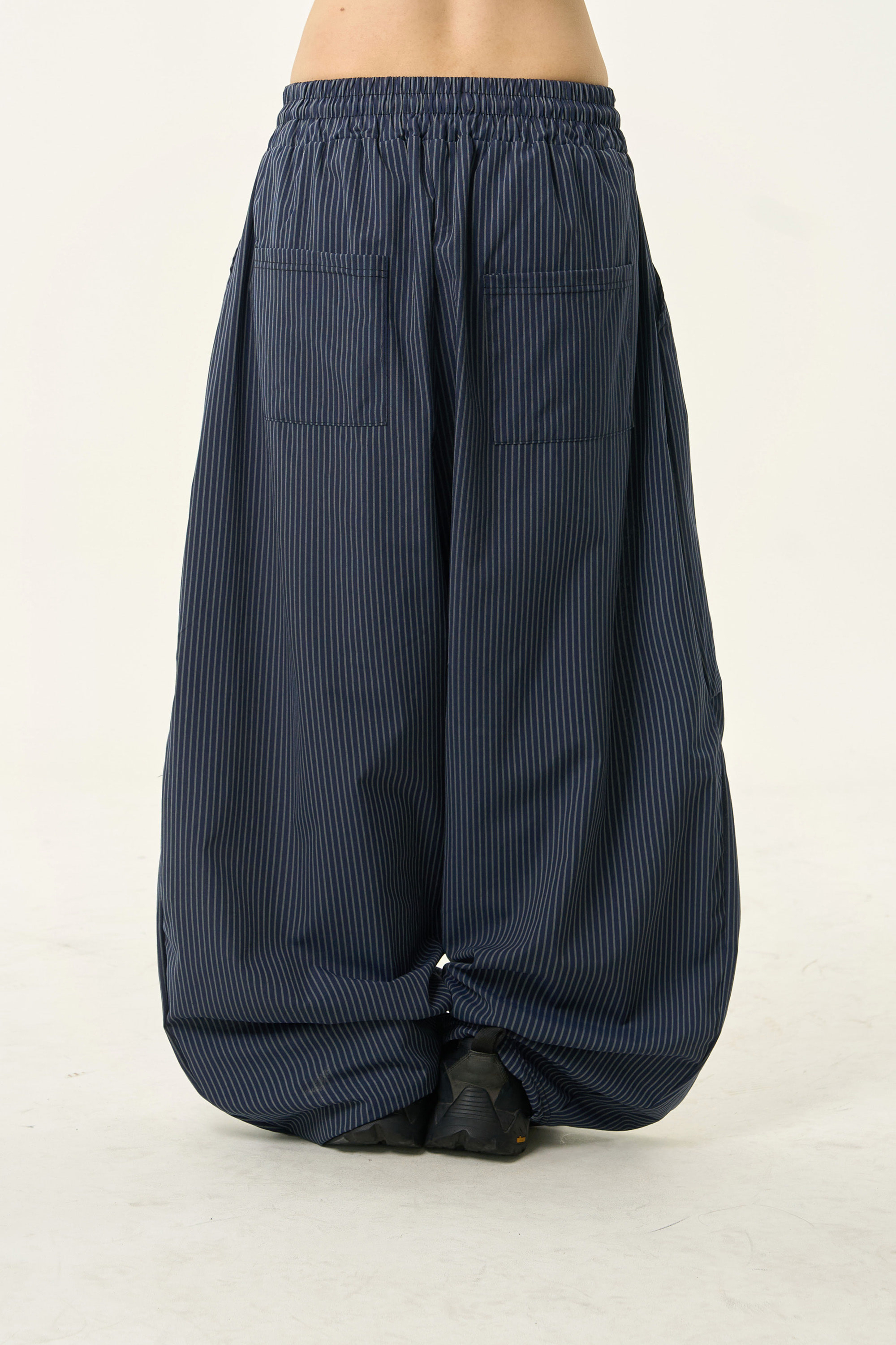 Pinstripe Pintuck Wide-Leg Pants