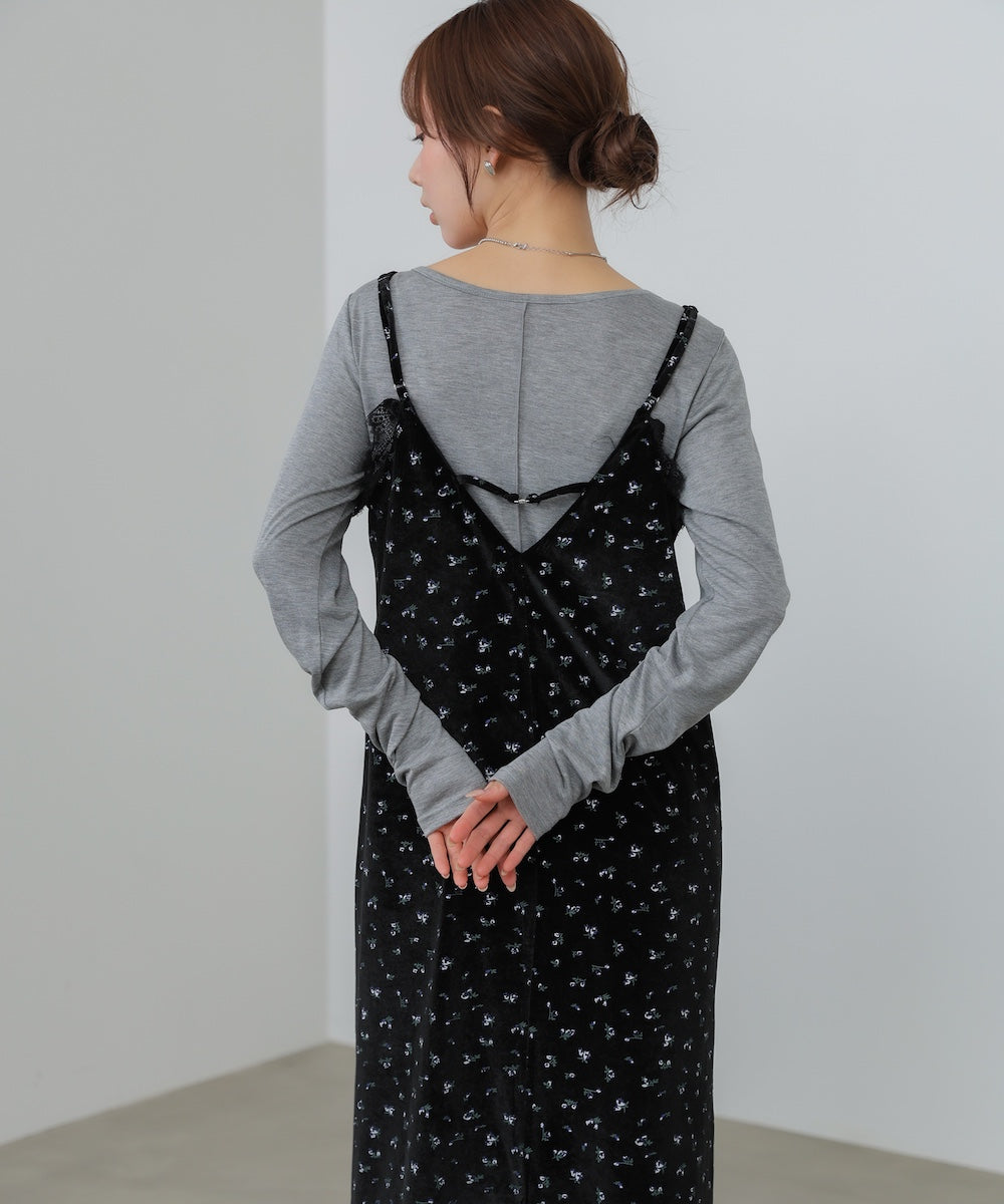 <限量現貨<JP> 浪漫x打卡Must Have 細帶蕾絲小碎花OPS* 可可啡