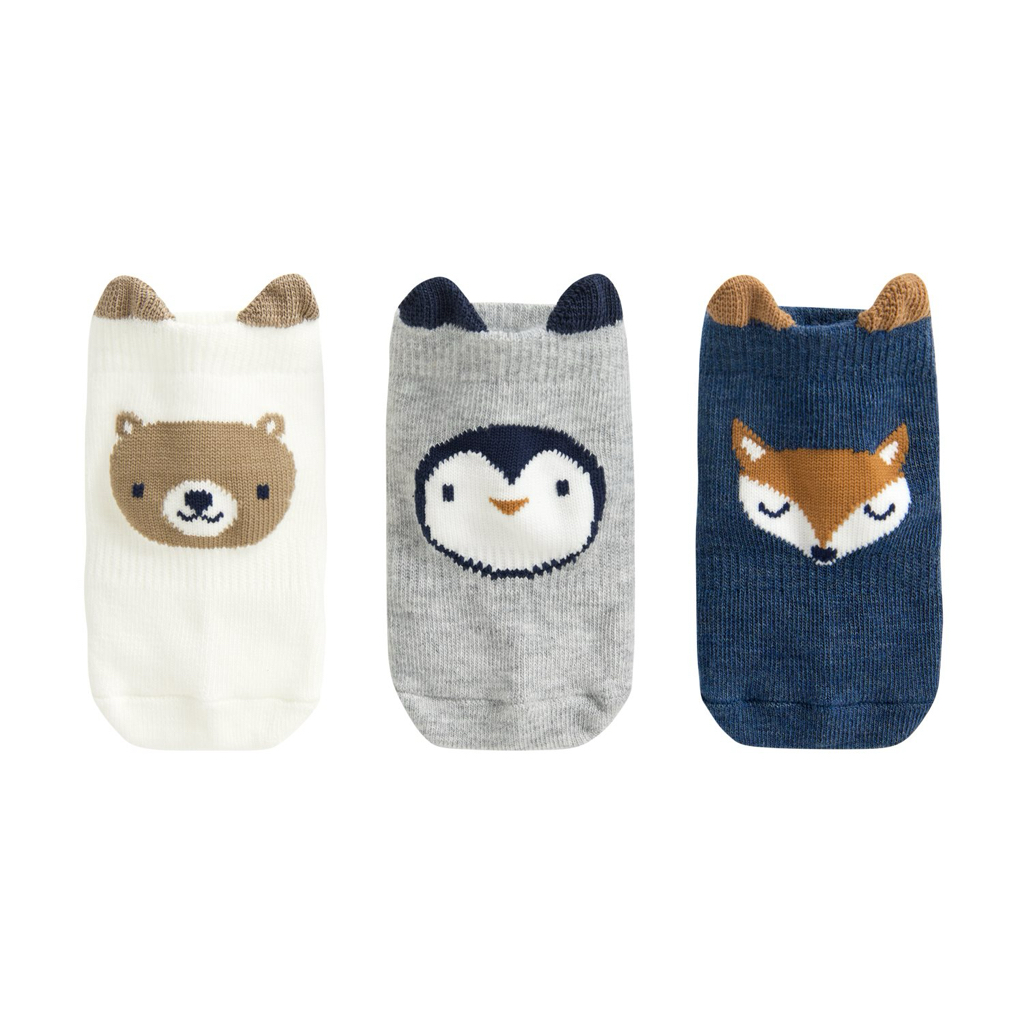 💚預訂 台灣直送💚兩色可愛動物提花防滑短襪三對裝