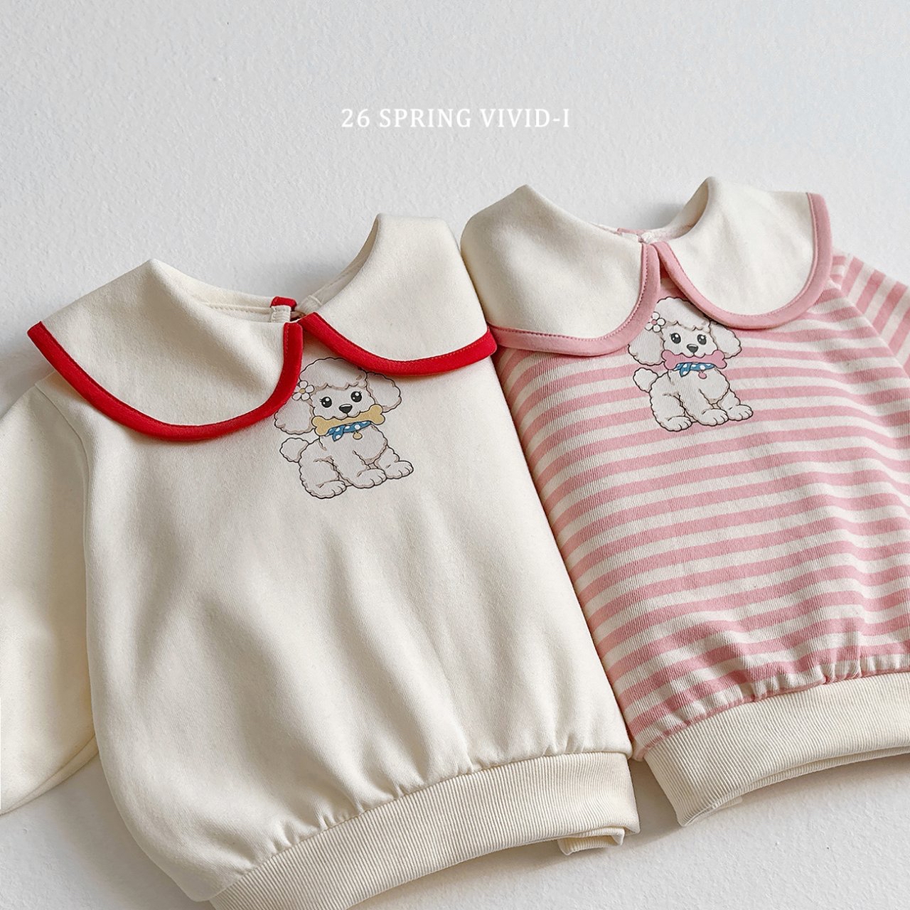 🌸預訂 韓國直送🌸🇰🇷VIVIDI兩色小狗印花翻領寬鬆衛衣