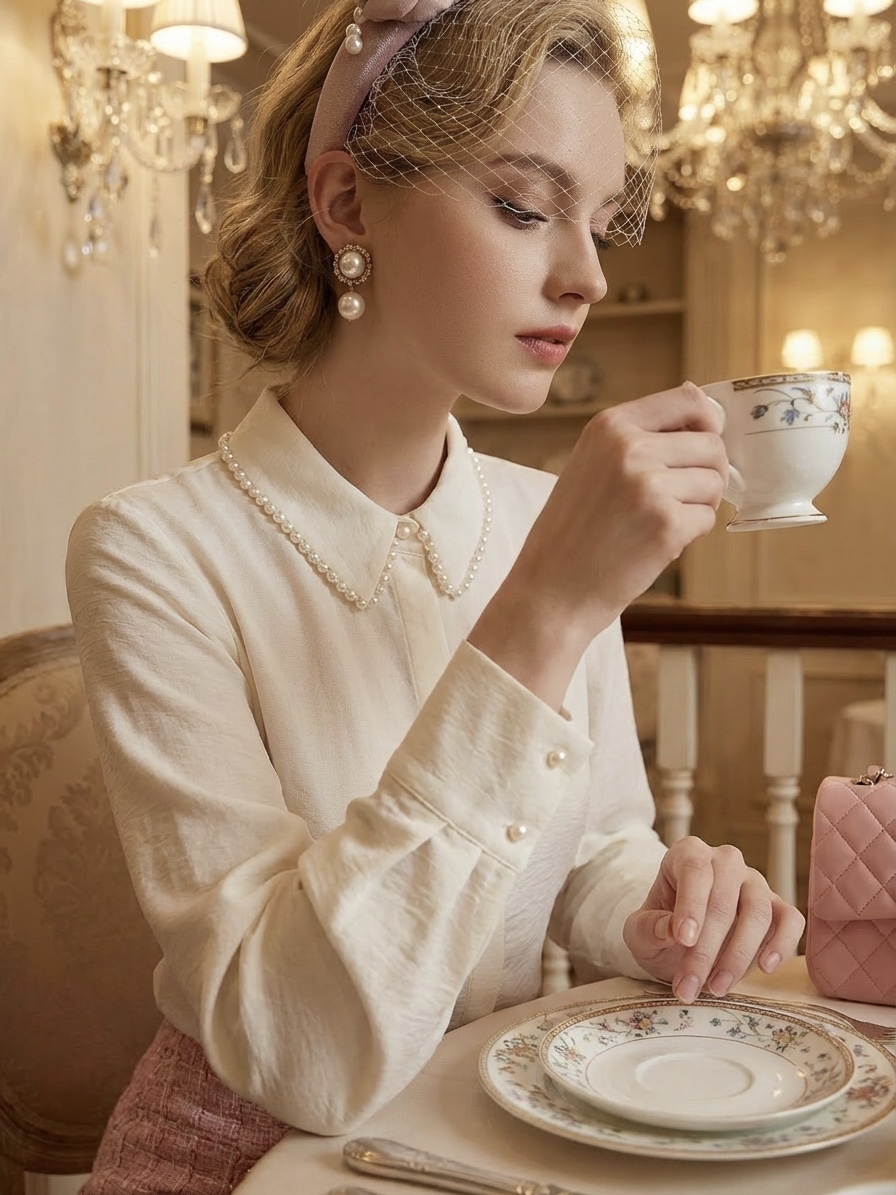  Bespoke Vintage 84顆珍珠點綴公主白禮服