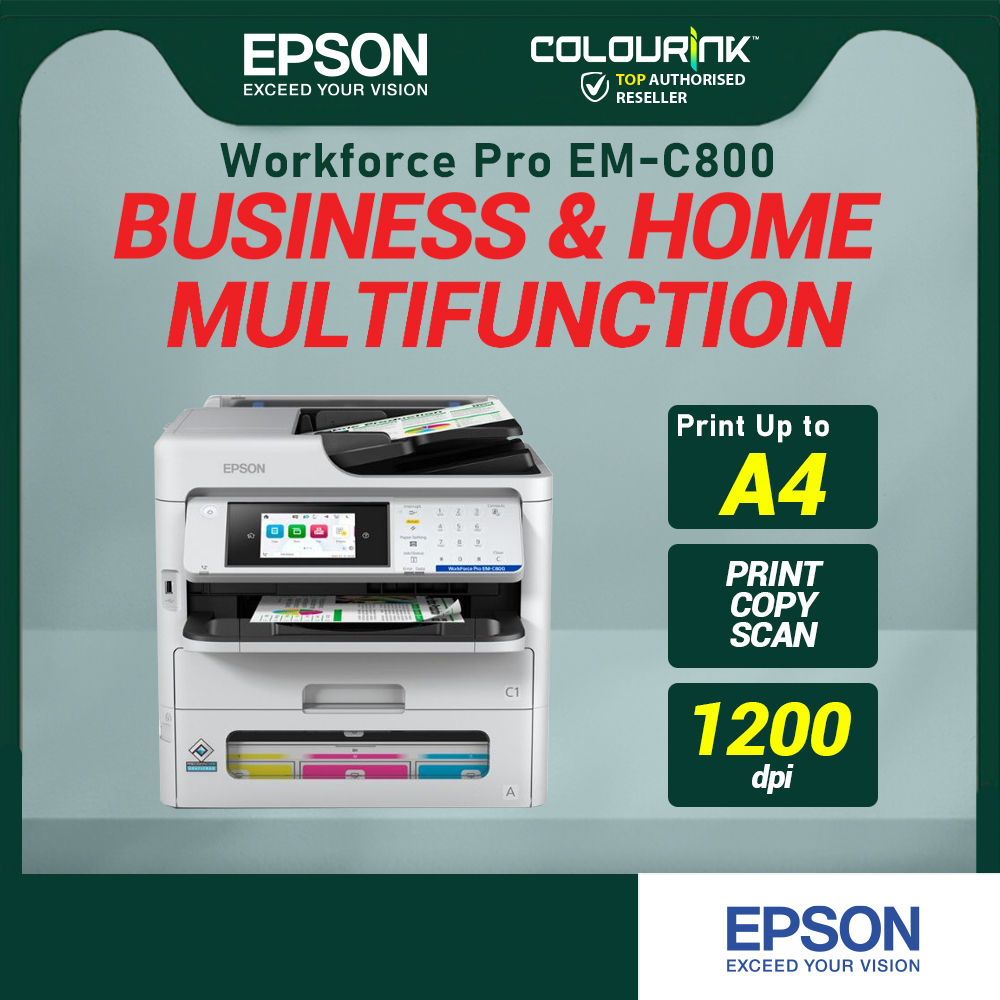 Epson WorkForce Pro EM-C800 Duplex A4 Print Scan Copy FAX with Wi-Fi ADF Feeder similar to T920DW T910DW G4010 L6170