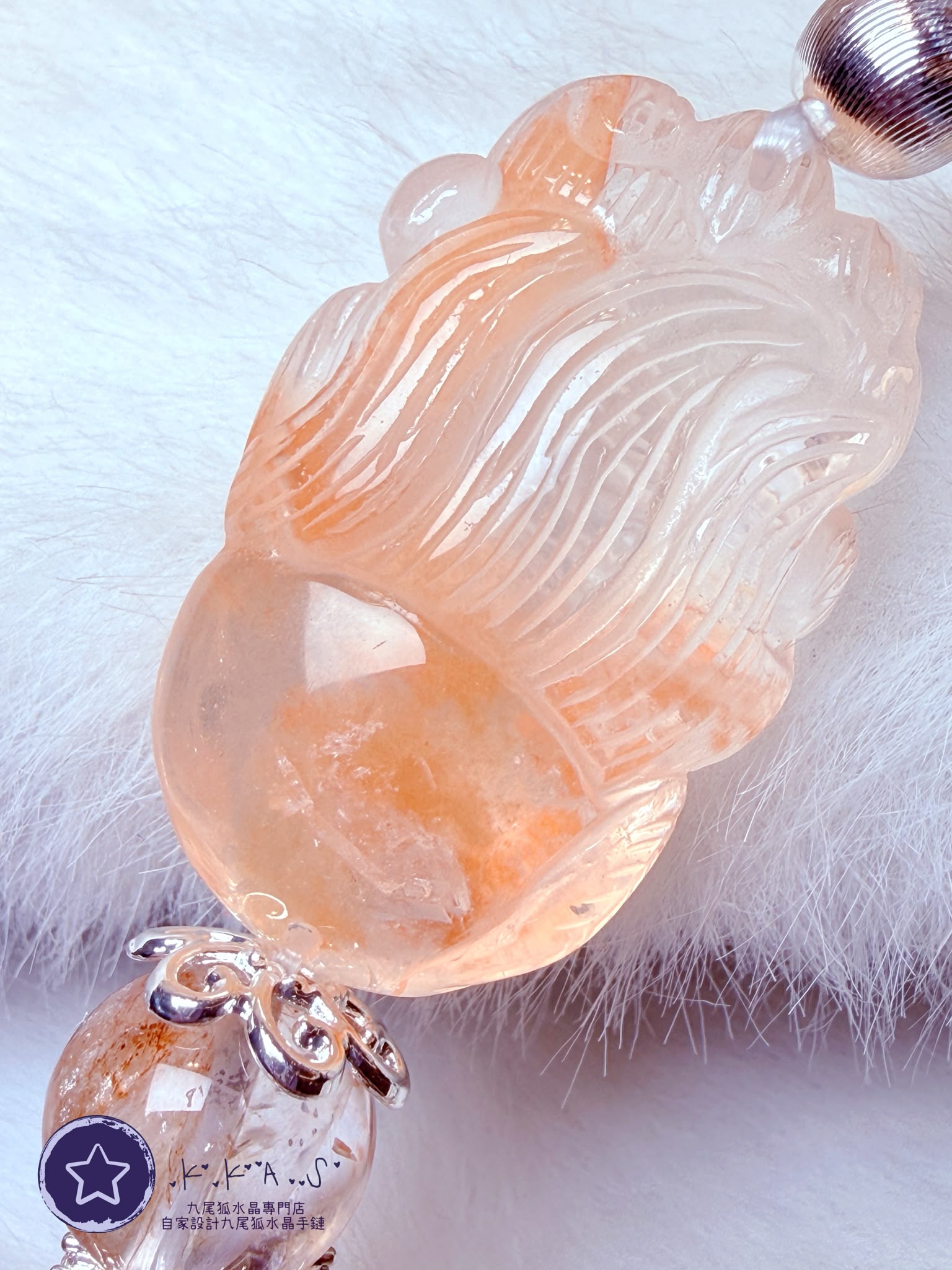 K00442 紅兔毛晶中晶 花花狐 自家設計手鏈
