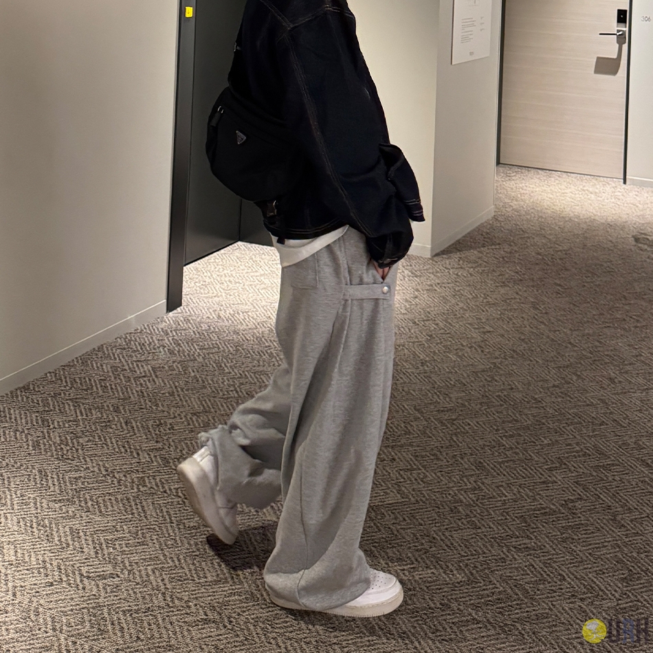 【100%保證韓國直送】側邊按扣裝飾多變抽繩橡筋腰寬褲 [5 color] RF1229903