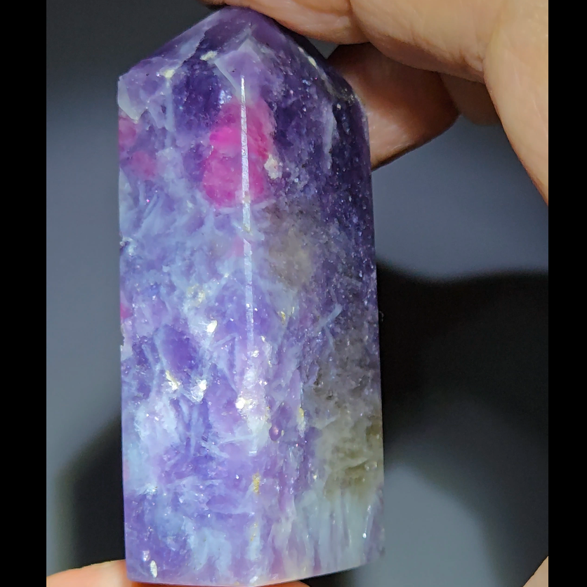 Unicorn stone with pink tourmaline, sparkly mica - UNC9